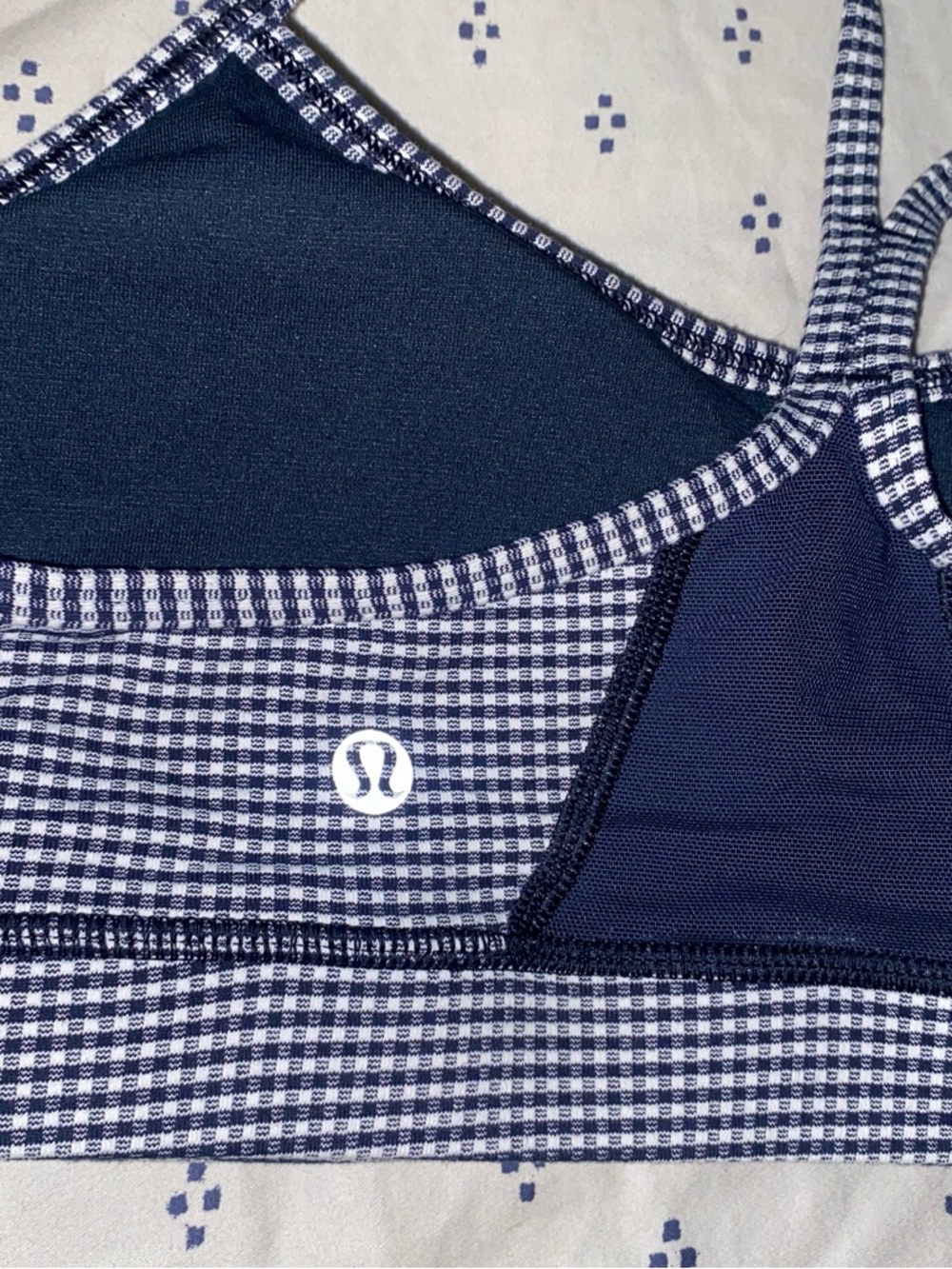 Lululemon Navy Checkered Swim Top Size 10 | Strappy Back Padded Bikini B/C Cup M